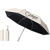 TopTie Custom Sun & Rain Umbrella, Add Logo on Travel Umbrella with Auto Open & Close, Windproof Compact