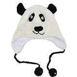 Winter Animal Panda Hand Knit Fleece Woolen Hat Beanie-White-One Size