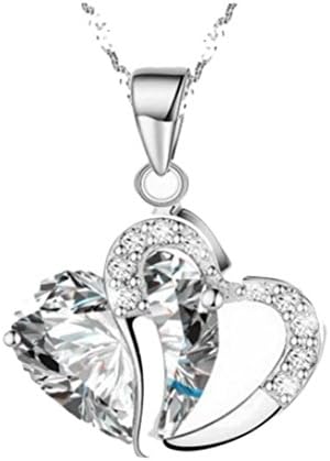 TOPUNDER Women Heart Crystal Rhinestone Silver Chain Pendant Necklace Jewelry by