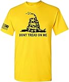 Patriot Apparel Don't Tread On Me Original Gadsden Flag DTOM Snake Don't Tread On Me 3 Percenter 2nd Amendment T-Shirt Tee Design (X-Large, Yellow)