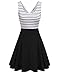 MISSKY Women's Striped Long Sleeve Scoop Neck and V Neck Swing Mini Cocktail Dress