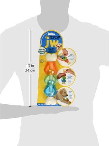 JW Pet Company 46125 EverTuff Treat Pod Nylon Toys for Pets, Large, White Bone with Colored Pods of Orange, Green, Blue