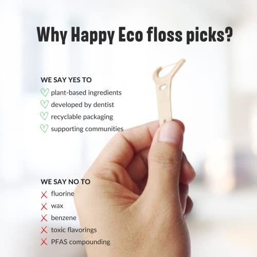 Natural Dental Floss Picks (200) Vegan, Sustainable, Reusable Floss Sticks for Adults and Kids