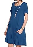 JollieLovin Women's Pockets Short Sleeve Casual Swing Loose Dress