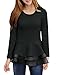 Allegra K Women Round Neck Long Sleeves Chiffon Panel Spring Peplum Top XL Black