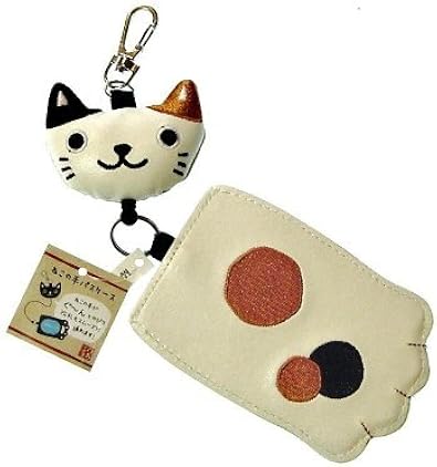 Amazon Noaplus のあぷらす 猫の手がキュートなリールパスケース 三毛猫 ホワイト 定期入れ