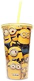 Silver Buffalo DM07087 Despicable Me Cluttered Minions Cold Cup with Lid and Straw, 16-Ounces