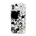Mavis's Diary iPhone X Case, iPhone Xs Case, Full Edge Protective Case, 3D Handmade Crystal Clear Bling Diamonds Camellia Flower Bow Gold Crown Hairball Black and White Shiny Rhinestone Hard PC Cover
