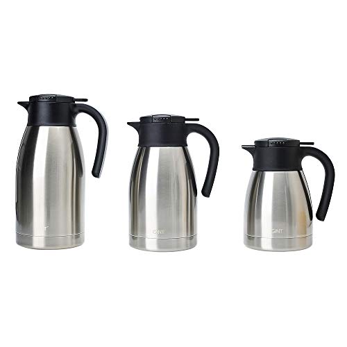 GiNT Stainless Steel Thermal Coffee Carafe with Lid/Double Walled Vacuum Thermos / 12 Hour Heat Retention,1.5L, Silver - Thumbnail 5