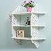 MyGift 26 Inch Wall Mounted 3-Tier WPC Wood Floating Shelves with Scrollwork Cutout Design, White