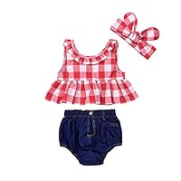 Lurryly 2Pcs Newborn Baby Girls T Shirt+Denim Pants Summer Clothes Clothing Outfit 0-3T