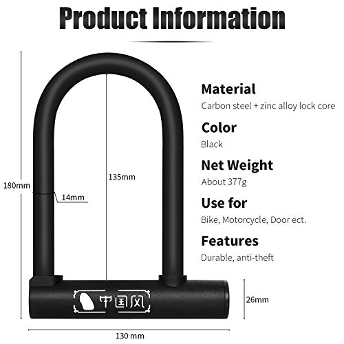 Bike ULock with 2 Keys, Heavy Duty High Security AntiTheft Lock