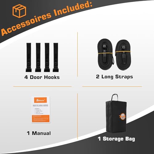 Sailnovo 425L Waterproof Car Roof Box, 1000D Folding Car Roof Box with 6 Reinforced Straps, 4 Hooks for Doors, Travel and Luggage, for Vehicles With/Without Luggage Rack