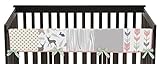 Baby Crib Long Rail Guard Wrap Cover Teething Protector for Coral, Mint and Grey Woodsy Girl Bedding Collection