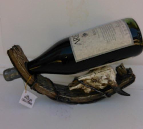 Wildlife Creations International Decorative Steer Skull/Broken Wagon Wheel Single Wine Bottle Holder