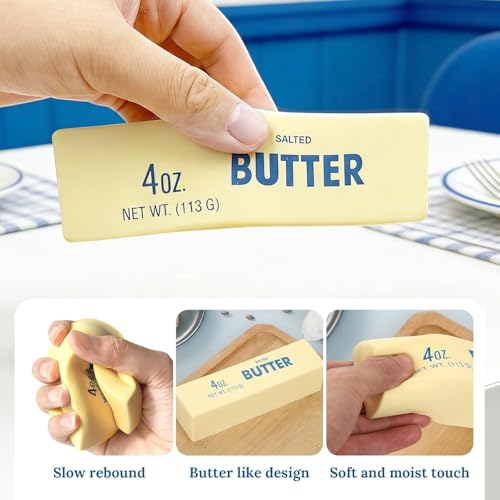 Butter Squishy, Sensory Cheese Block Slow Rise Squishy, Adults Soft Novelty Rebounding Sensory Theme Cheese Butter Stress Balls, (a Set of 2pcs) (C)