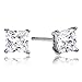 Princess Cut Square Cz Basket Set 925 Sterling Silver Unisex Stud Earrings