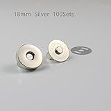 WEICHUAN 100 sets 18mm Sliver Purse Magnetic Snap Clasps Magnetic Bag Button - Great for Purses Handbags Clothes Sewing Craft