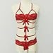 Plus Size! Todaies Womens Sexy Lingerie Babydoll Lace Bow Dress Nightwear G-String Sleepwear 3 Colors (Red, L)
