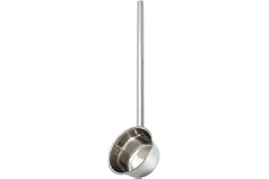 Lurrose Large Stainless Steel Scoop with Long Handle and Pour Rim for Soup Serving and Garden Use