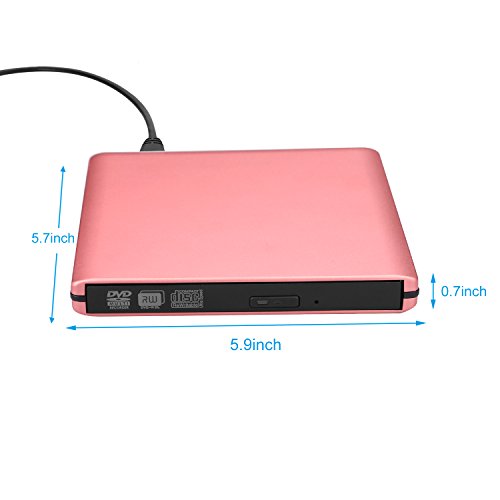 ZSMJ USB3.0 Ultra Slim Portable DVD CD Drive Read writer Burner,External DVD Optical Drive CD - RW DVD - RW Superdrive for Apple Mac Macbook Pro and laptop (Pink)