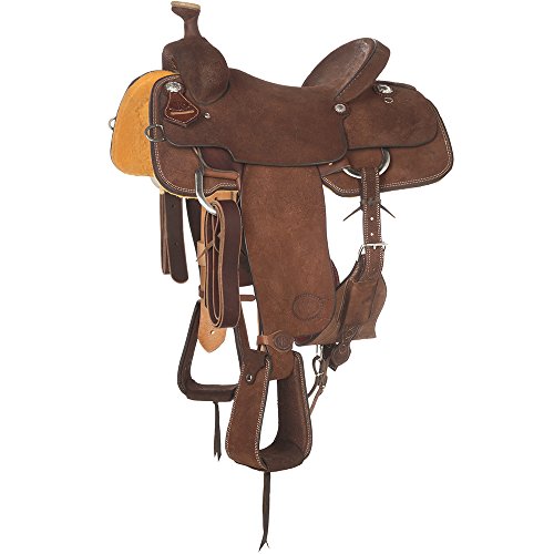 NRS Competitor Series Chocolate Roughout Team Roping Saddle Roughout 14.5