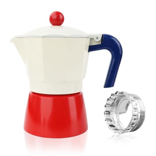 ShanSon Moka Pot Stovetop Espresso Maker 3 Cup 5 oz Italian Coffee Maker Manual Cuban Coffee Percolator Machine Italian Espresso Greca Coffee Maker for Cappuccino or Latte,Red/White at Amazon