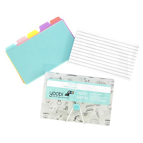 Yoobi Index Cards with Case | 4 Pack of Fun | 400 Total Notecards with Holder