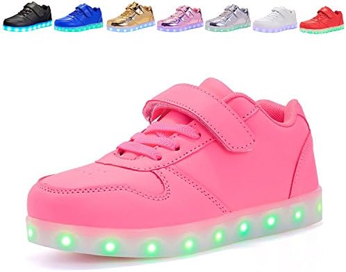 Kids USB Charging Light Up LED Shoes Flashing Sneakers For Boys Girls Walking Shoes Luminous (Pink 10 M US Toddler)