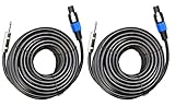 Ignite Pro 2X Speakon to 1/4" 50 Ft. True 12 Gauge Wire AWG DJ/Pro Audio Speaker Cable, Pair