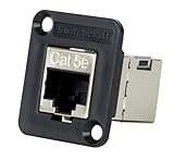 Switchcraft EHRJ45P5ES RJ45 CAT5e Feedthru Panel Mount Jack, Shielded, Plastic Black Housing