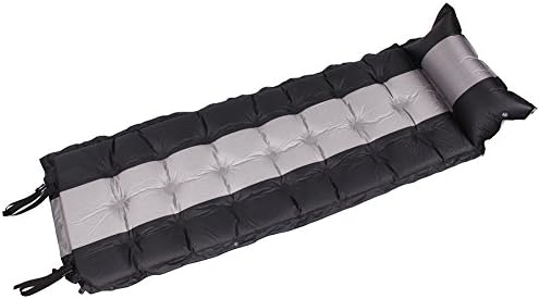 Sleeping Pads 2 in Thick Mixed Colors Points Self Inflating Picnic Mat Lightweight Foldable Beach Blanket For Camping Backpacking Tents Outdoor Waterproof Dampproof Sleeping Pad Air Mat (Black + Gray)