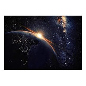 Wall26 - Earth with Lights from Outer Space- Wall Mural, Removable Sticker, Home Decor - 66x96 inches