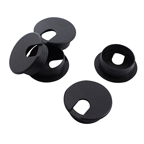 5pcs Black Plastic Grommet Cable Hole Cover 35mm Mount Dia for PC Desk