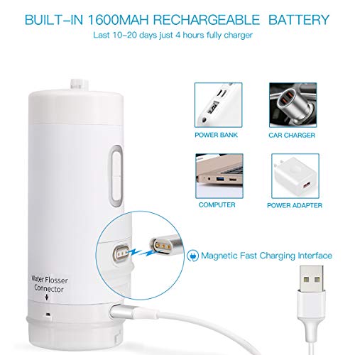 Cordless Water Flosser Teeth Cleaner - RCGEEK Portable Water Flosser Cordless Rechargeable and 4 Modes Dental Oral Irrigator for Braces,IPX7 Waterproof,Travel Cleanable 200ML Water Tank,5 Jet Tips - Thumbnail 2