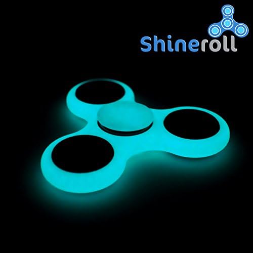 SHINEROLL Prime Fidget Hand Tri-Spinner Hybrid Ceramic Bearing Glow in the Dark - Anxiety and Stress Reliever Excellent for ADD ADHD AND AUTISM - With Matching BRACELET! (NEW Fluorescent Turquoise)