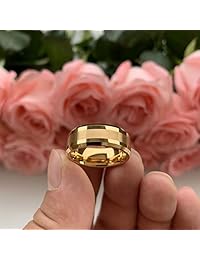 iTungsten 6mm 8mm Silver 18K Gold Gunmetal Tungsten Rings for Men Women Wedding Bands Beveled Edges Matte Polished Finish Comfort Fit