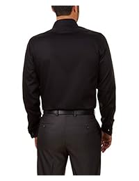 Calvin Klein Camisa de vestir para hombre, ajustada, sin hierro, puño francés