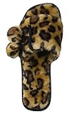 Beverly Rock Woman's New Plush Animal Print Leopard or Zebra Slide Fabric Slippers with Stylish Pom Pom's