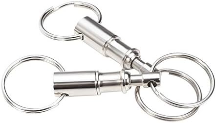 2 Pcs Heavy Duty Dual Key Ring Detachable Pull Apart Keyrings Snap Lock Holder Keychains Silver - Image 4