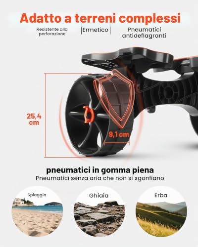 Carrello per Kayak, Carico di 136,1 kg, Carrello per Trasporto Tavole da Surf con Pneumatici in Gomma 25,4 cm e 1 Cinghia a Cricchetto, per Trasporto di Canoe, Paddleboard, Materassini