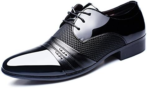 Seakee Men's Classic Breathable Oxford Lace-up Tuxedo Dress Shoes Black US 8