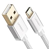 UGREEN Micro USB Cable Nylon Braided Fast Quick Charger Cable USB to Micro USB 2.0 Android Charging Cord for Samsung Galaxy S7 S6, Note, LG, Nexus, Nokia, PS4, Xbox One Controller (6ft, White)