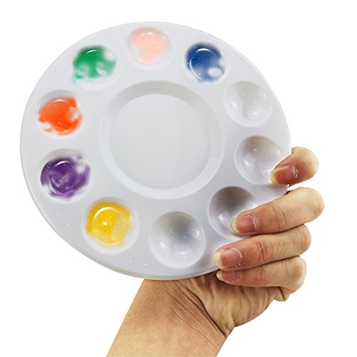Weoxpr White Generic Round Paint Tray Palettes for DIY Craft Professional Art Painting - 12 Pack