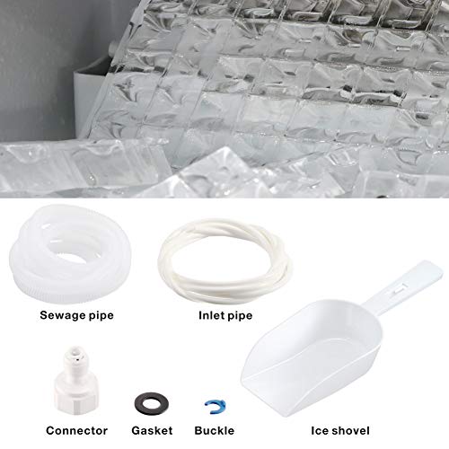 AGLUCKY Commercial Ice Maker, High Efficiency Large Ice Maker, Independent Cabinet,28.8lbs Ice Storage,100lb of Ice per 24 hours with Ice Shovel - Thumbnail 4