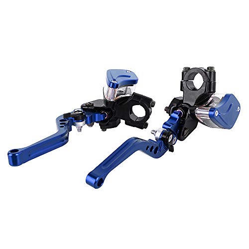 Aluminum 7/8" 22mm Motorcycle Dual Pump Hydraulic Handles Brake Clutch Levers Cylinder Master Reservoir Set For Ducati For Suzuki For Street Bike (Blue) - Thumbnail 2