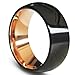 Will Queen 8mm Black Domed Tungsten Carbide Rings Rose Gold Interior Mens Wedding Bands Comfor Fit Unique Wedding Anniversary Rings for Men Women 10