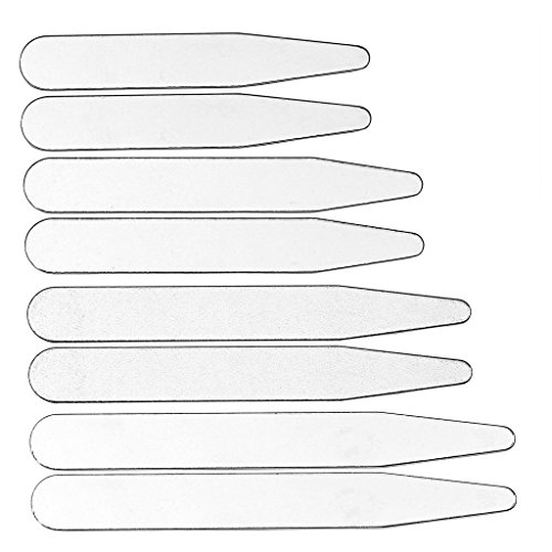 Zysta Free Engraving - Personalized Custom 8pcs Top Quality Silver Metal Collar Stays Bones Stiffeners For Dress Shirts 4 Sizes Set, 2.2" 2.5" 2.75" 3"