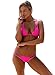 HOTAPEI Womens Bikinis Vintage Strappy Sexy Cut out Bathing Suit Rosy Large
