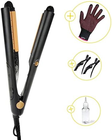 Hair Straightener Flat Iron, VITI Hair Curling and Straightening Iron with Spray for Hair - Dual Voltage Hair Curler with 3D Concave and Convex Titanium Plate Temperature Control - Black